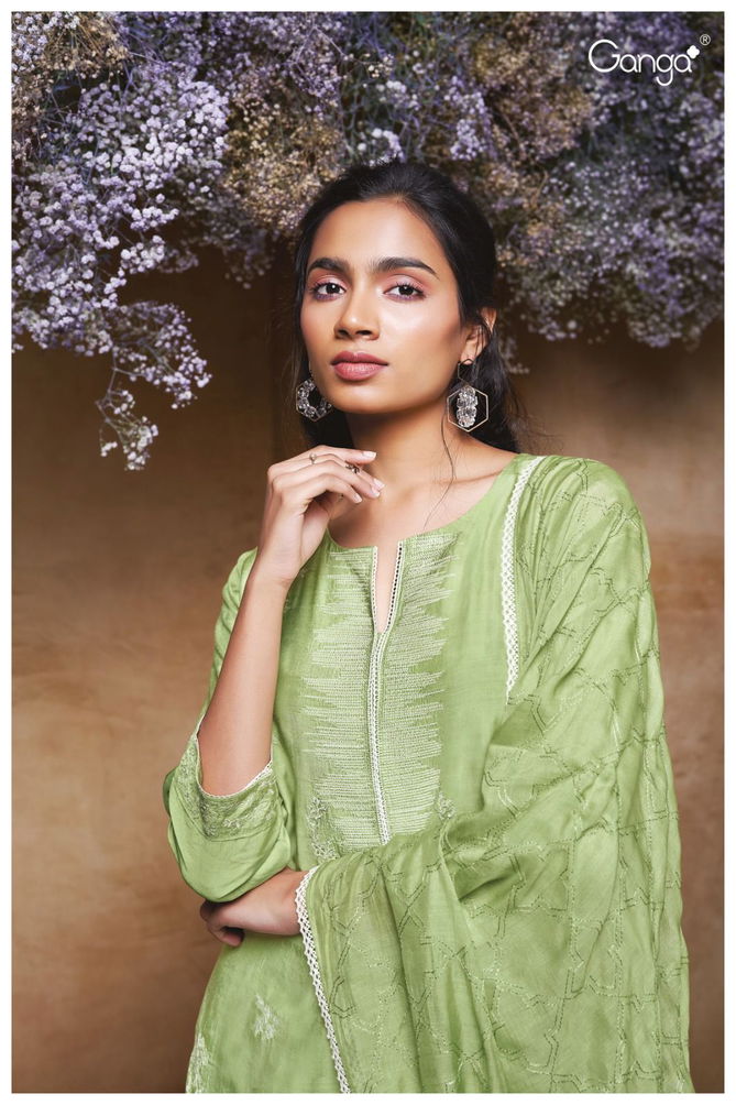 Brook 2445 By Ganga Premium Silk Embroidery Dress Material Wholesalers In Delhi